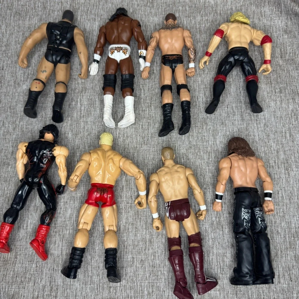 WWE Wrestling Action Figure Lot 8pc The Rock Booker T Randy Orton Kane Edge